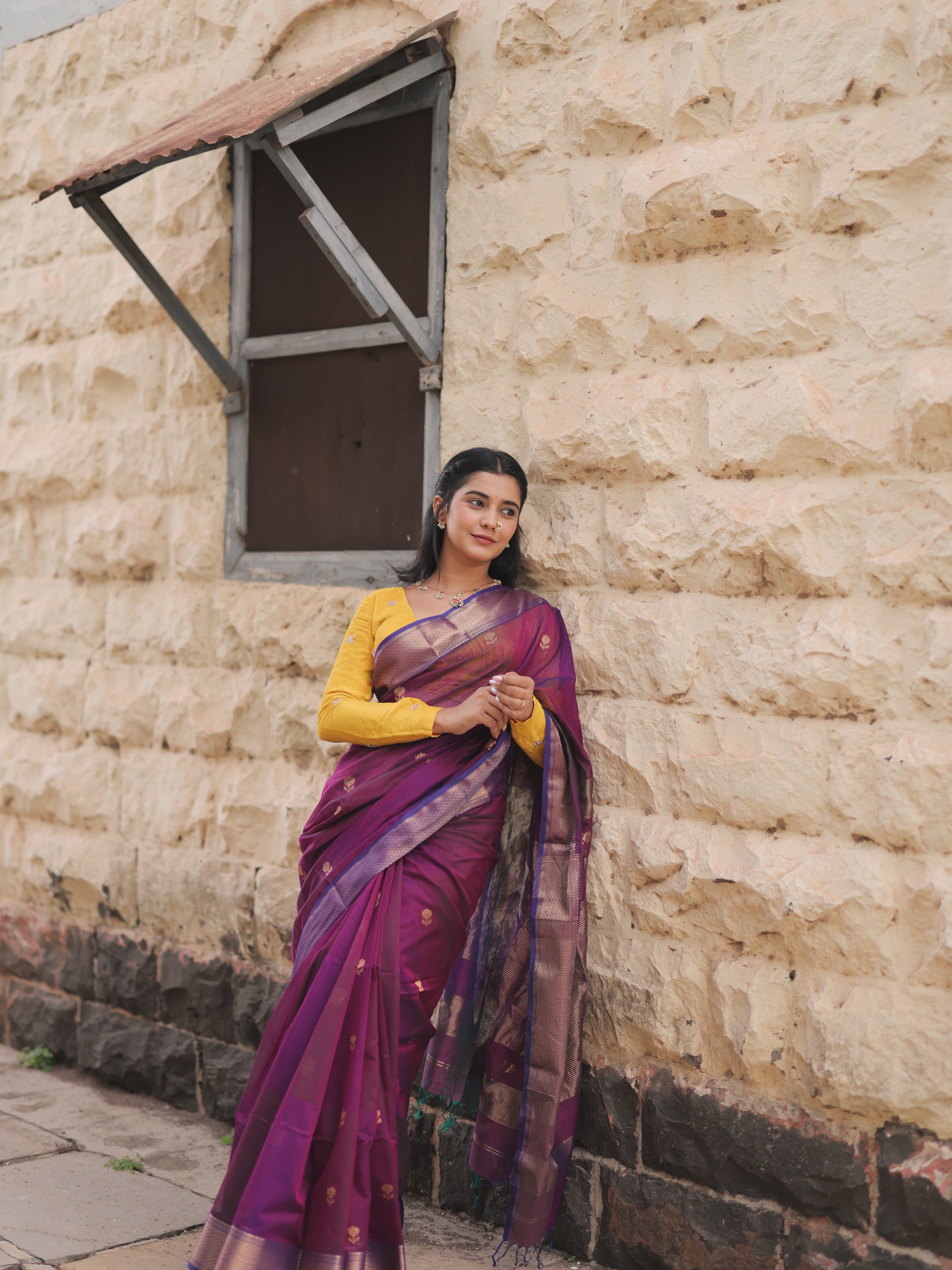 Shivani Mundhekar Purple Saree Look