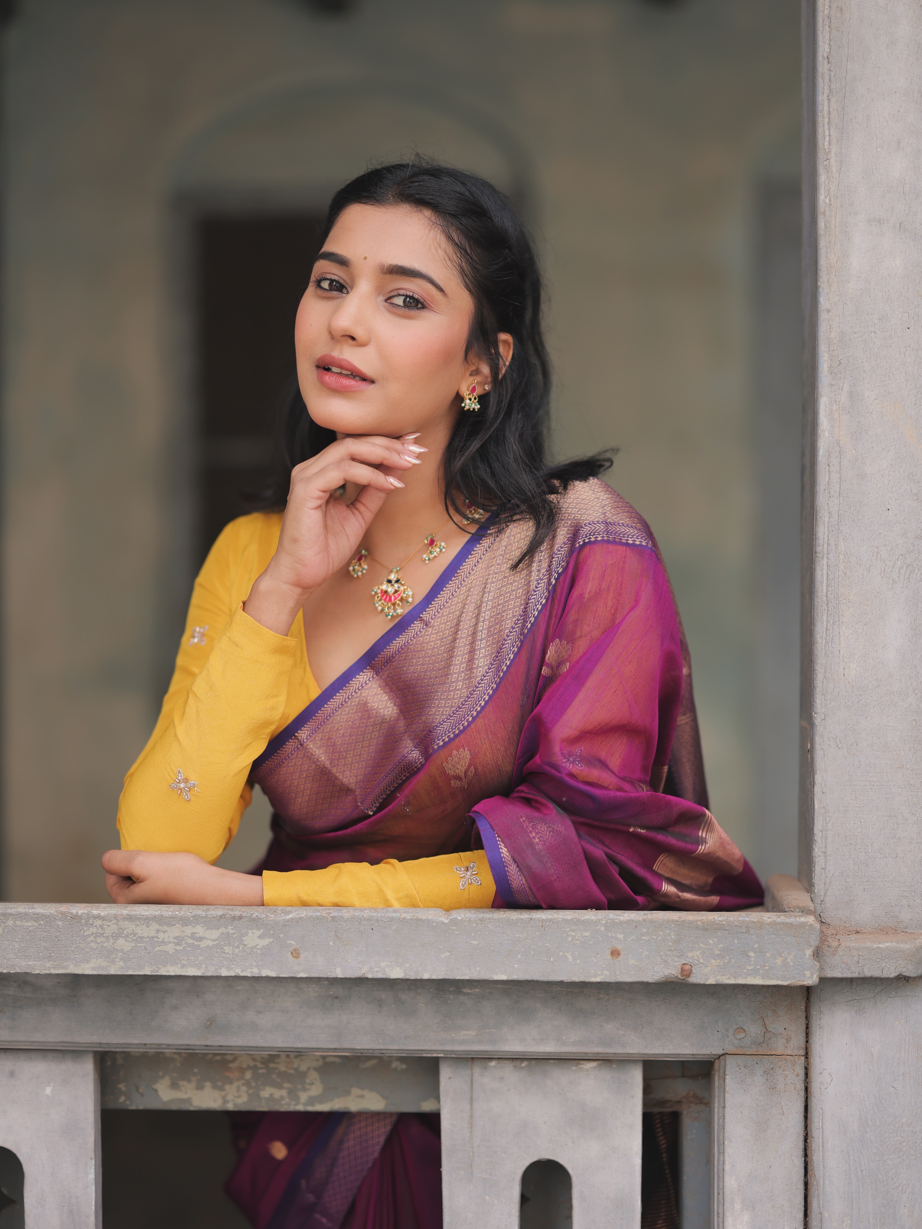 Shivani Mundhekar Purple Saree Look