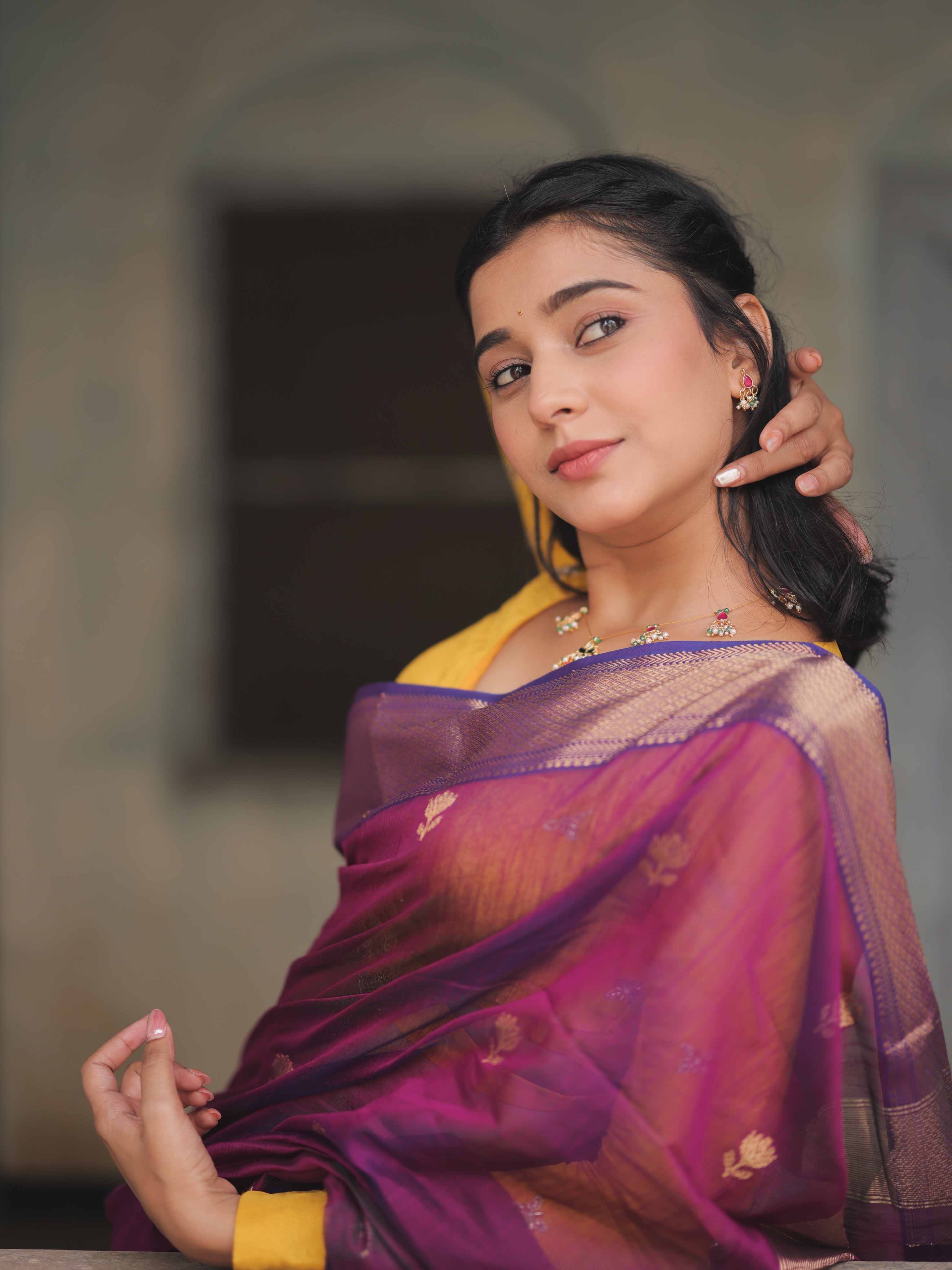 Shivani Mundhekar Purple Saree Look