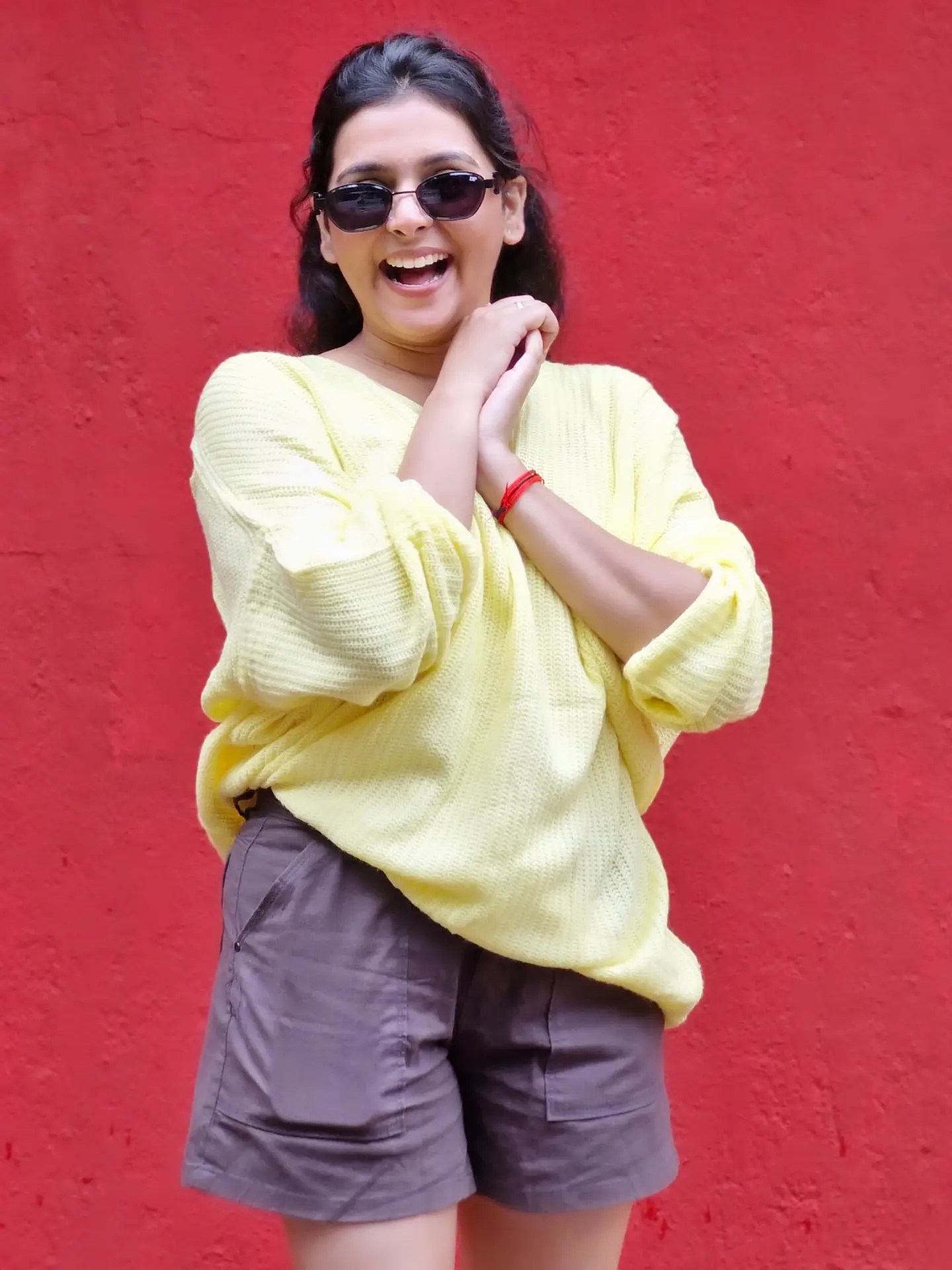 Shivani Naik Yellow Top Shorts Look