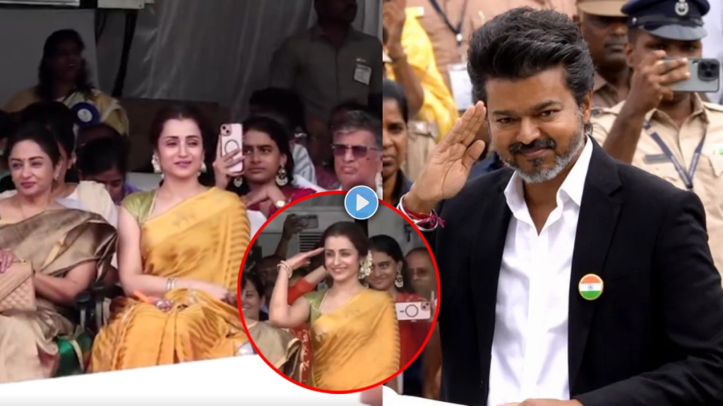 Trisha salutes Vijay video viral Trisha salutes Vijay video viral