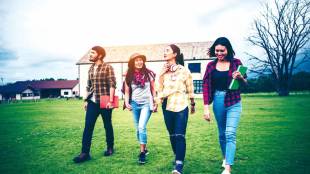 Gen Z male and female friends hanging out together | platonic friendship concepts in modern India | young adults enjoying conversation in urban city | emotional safety and transparent relationships among youth