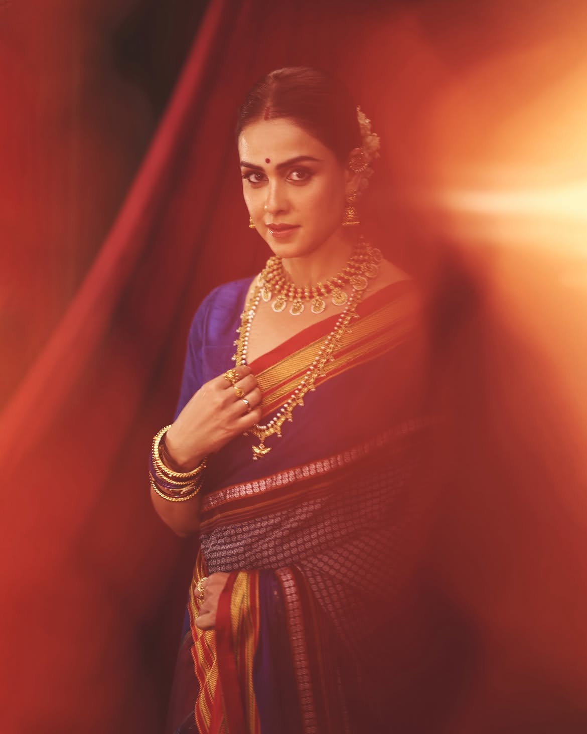 Genelia Deshmukh traditional red dress look