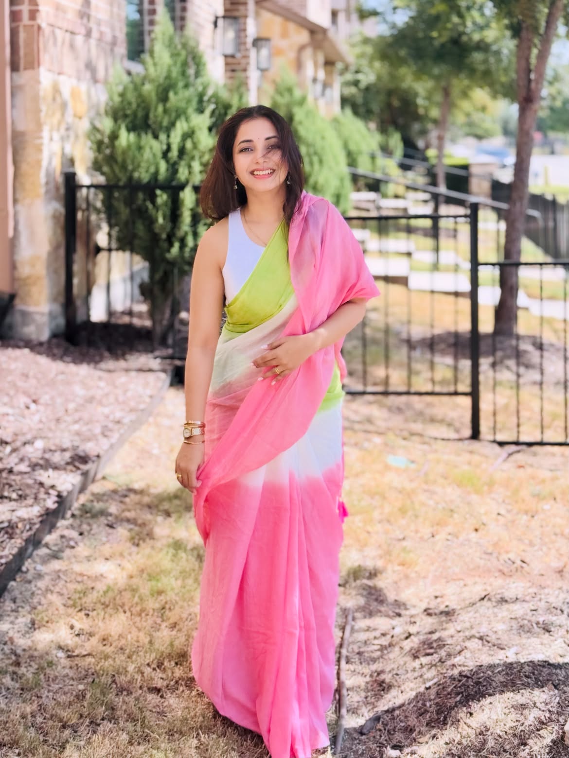 Sayali Sanjeev saree look in America