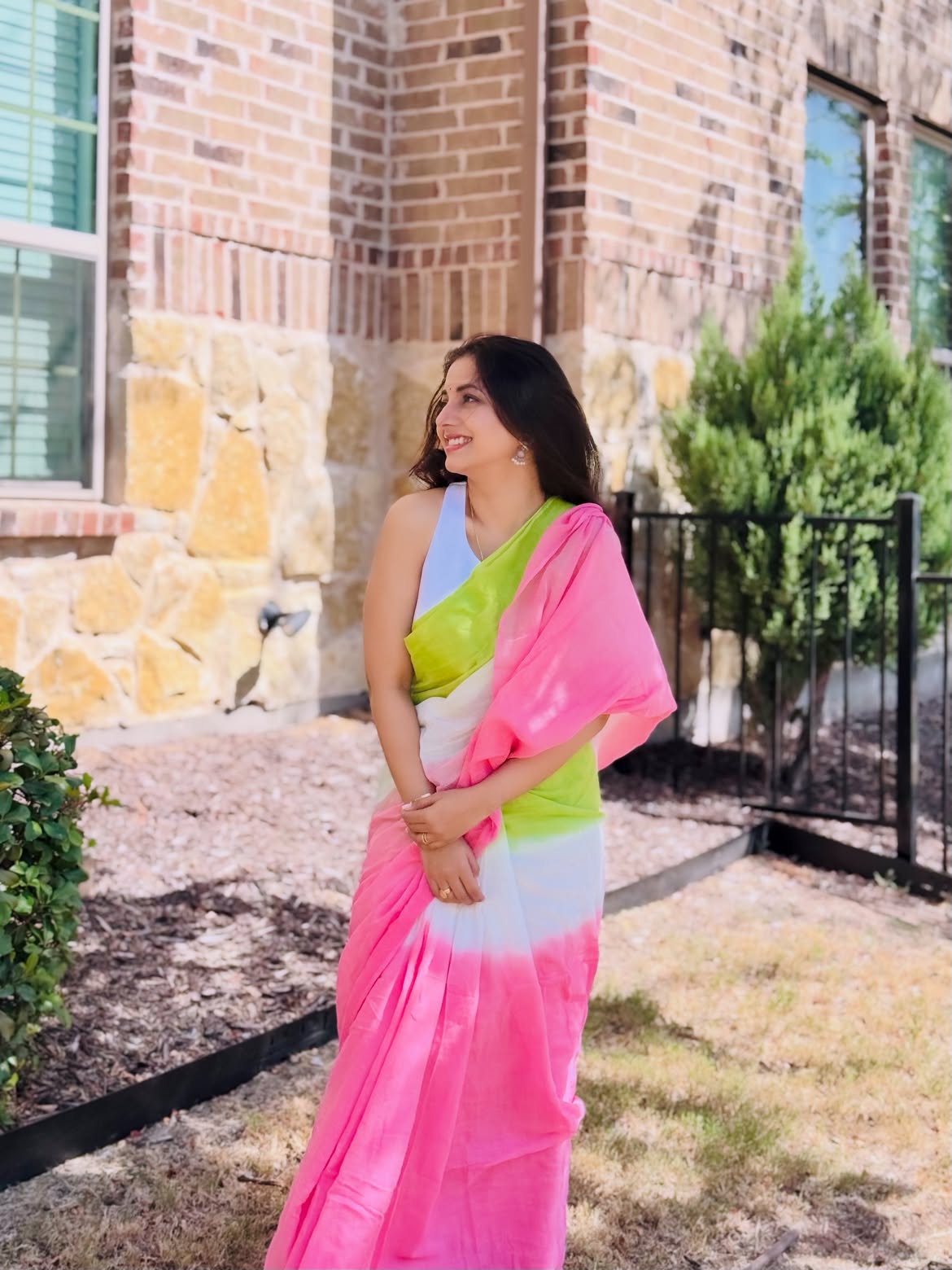 Sayali Sanjeev saree look in America