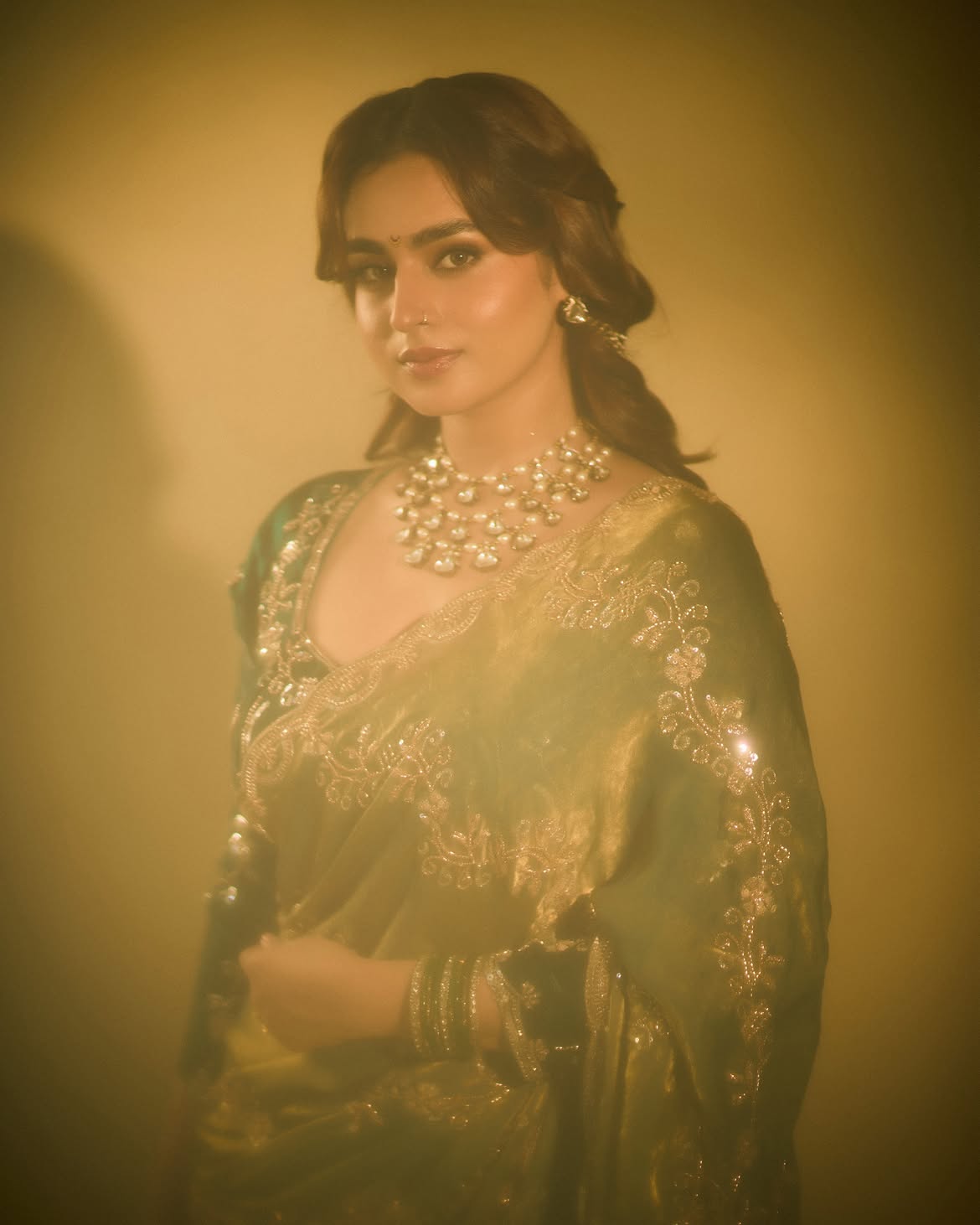 Ayesha Khan traditional saree look