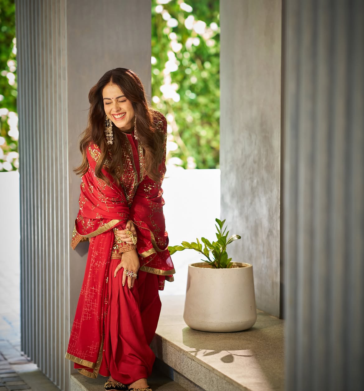Genelia Deshmukh traditional red dress look