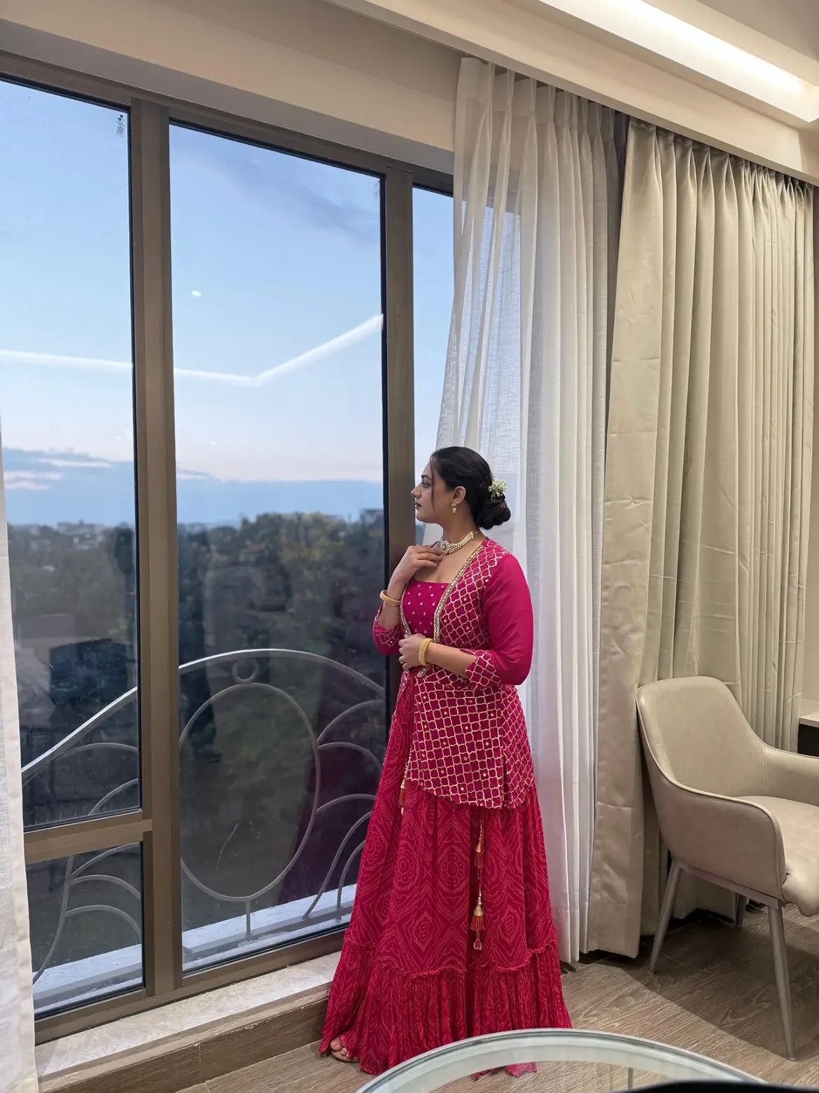 Spruha Joshi pink sharara outfit