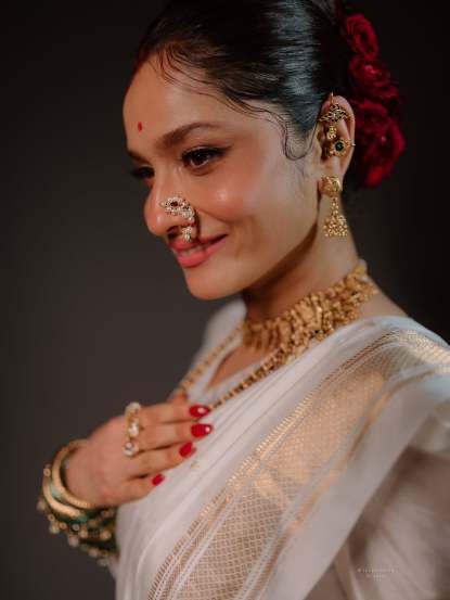 Ankita Lokhande traditional Nauvari saree