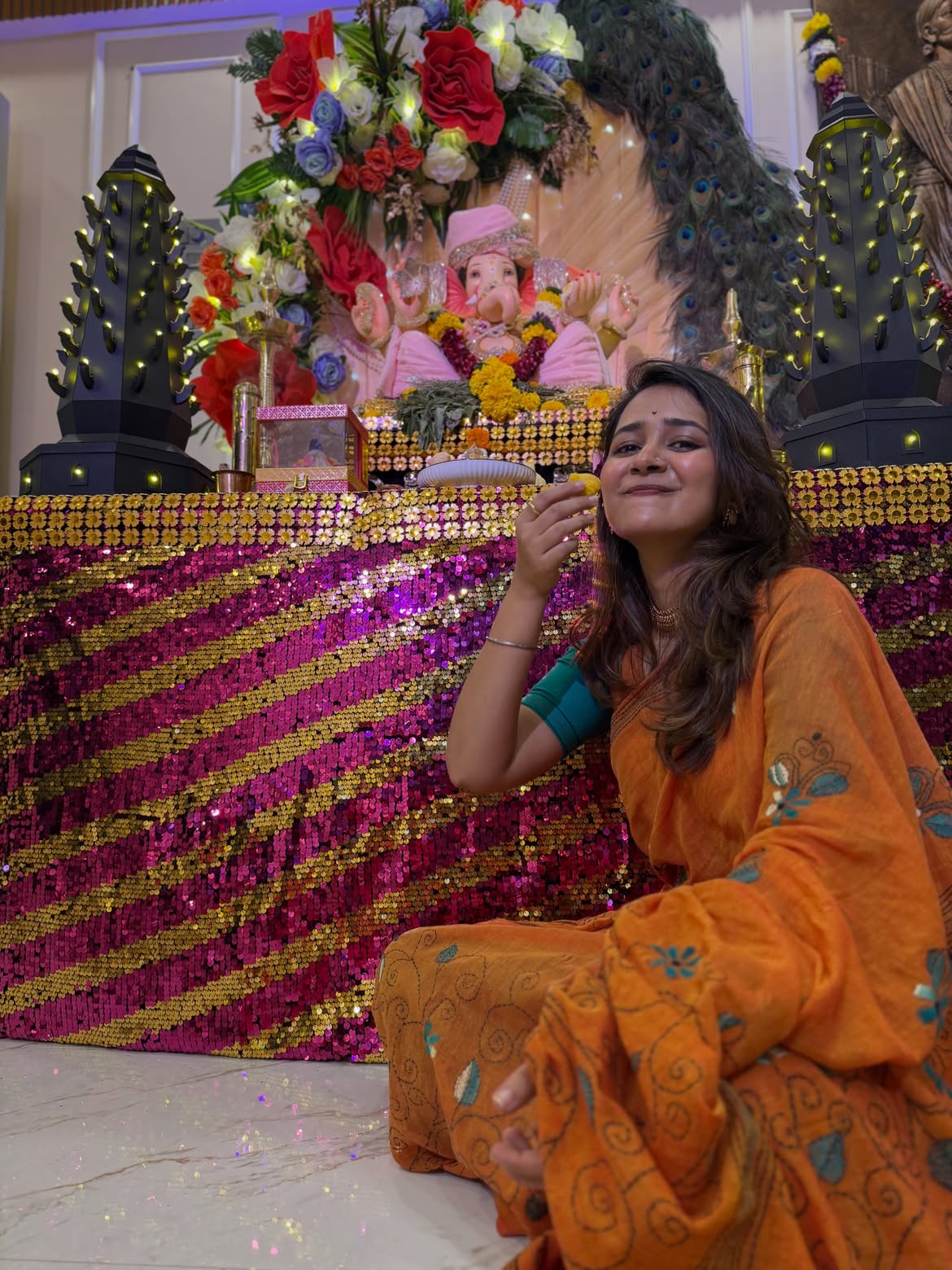 Gauri Kulkarni visits Rupali Bhosle home Ganesh