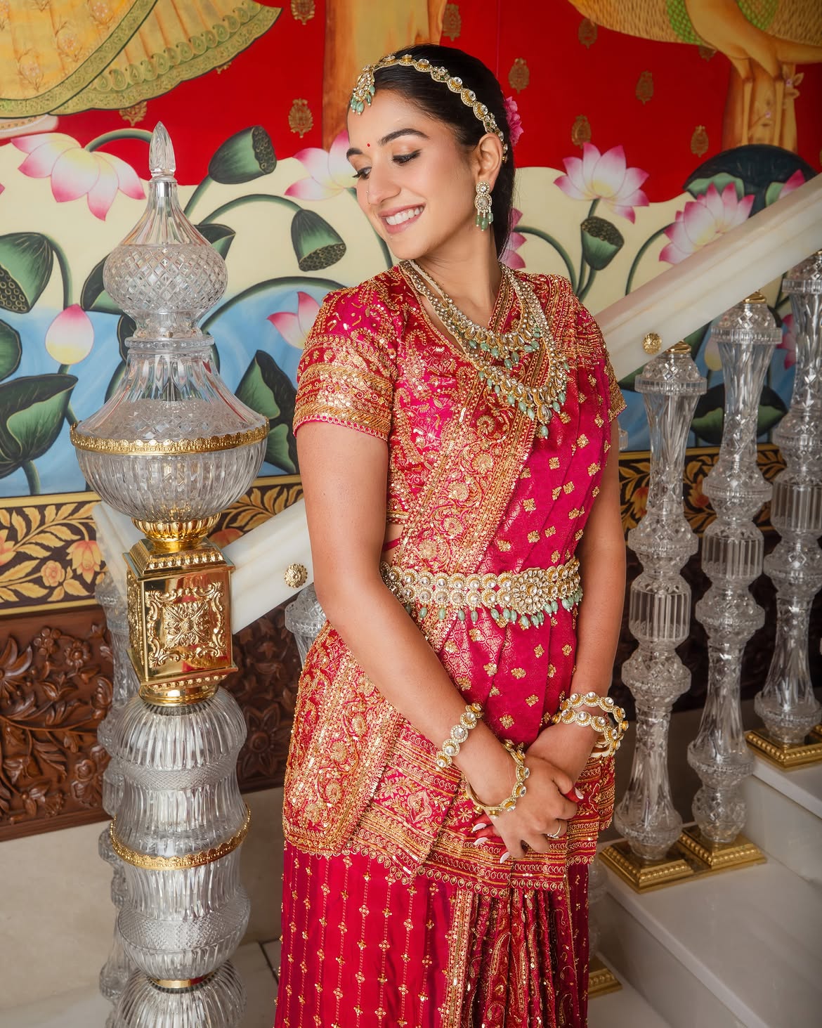 Radhika Merchant pink Kanjeevaram saree