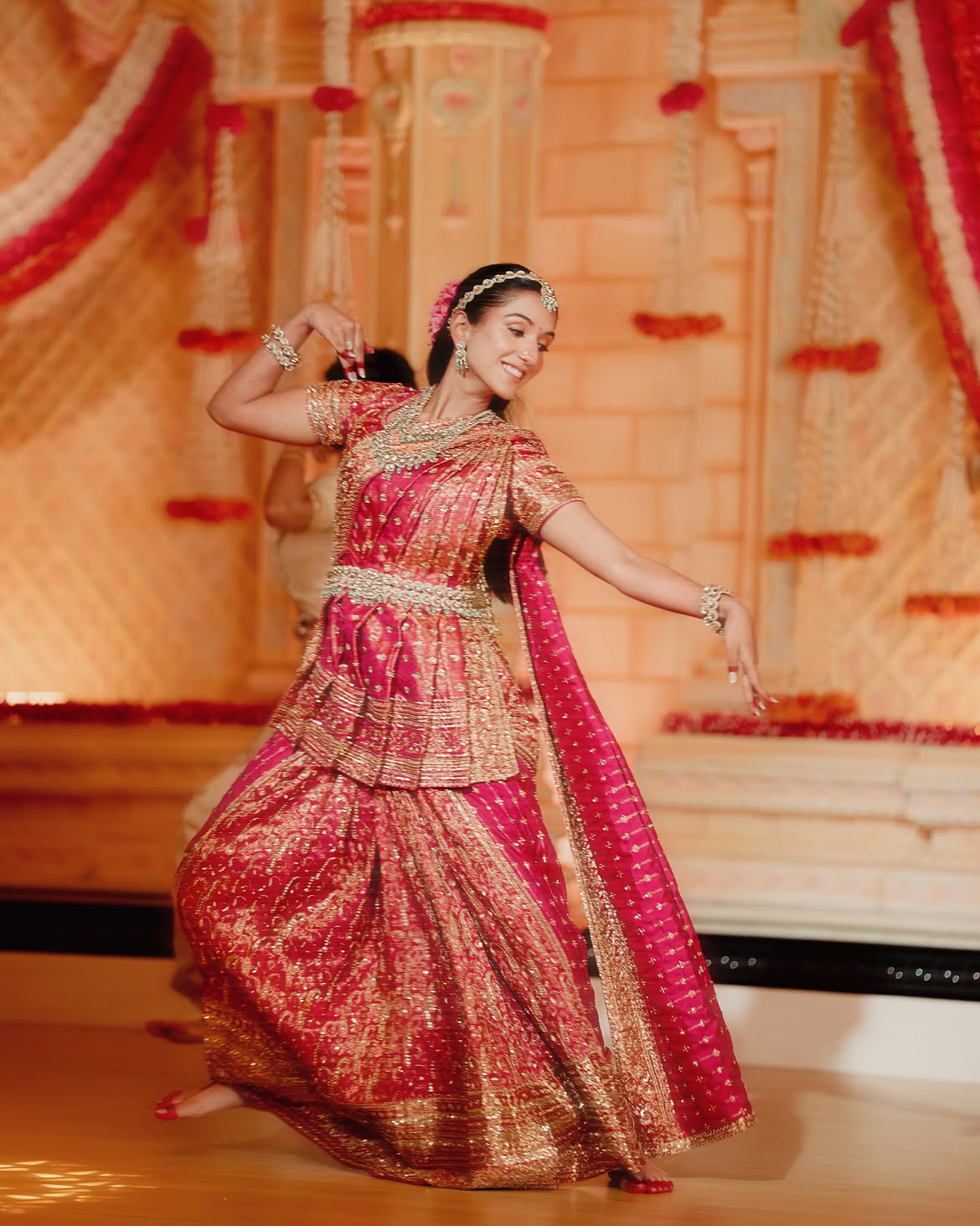 Radhika Merchant pink Kanjeevaram saree