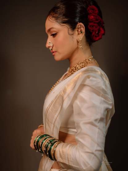 Ankita Lokhande traditional Nauvari saree
