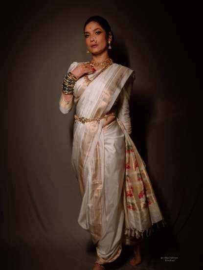 Ankita Lokhande traditional Nauvari saree