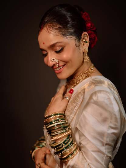 Ankita Lokhande traditional Nauvari saree