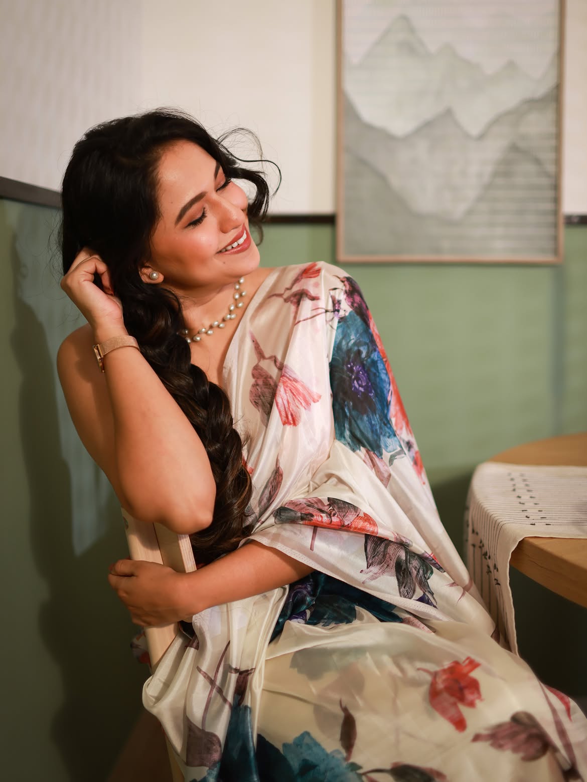Gautami Deshpande floral saree look