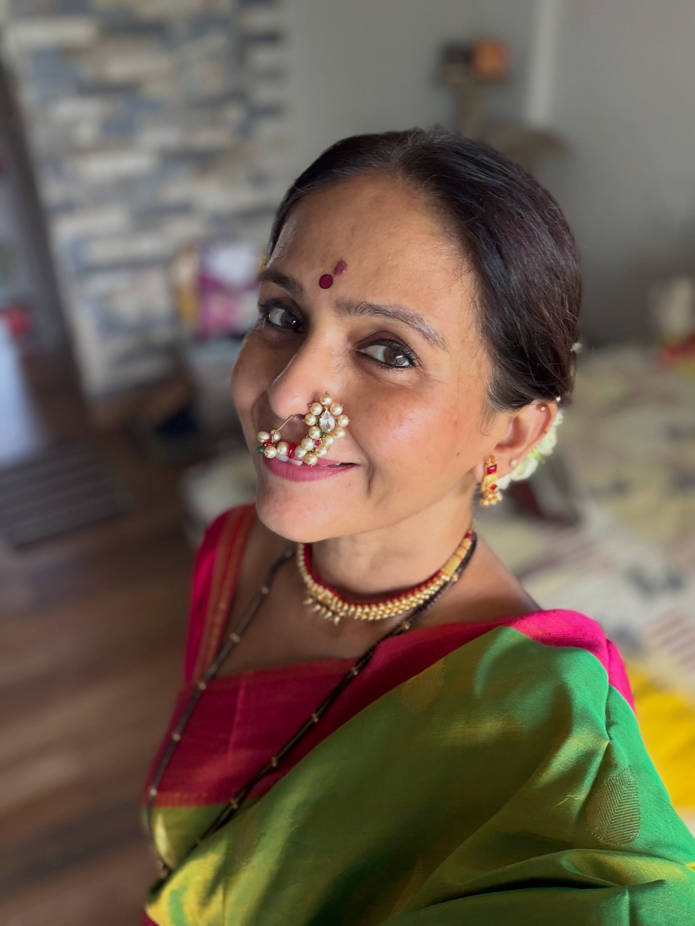 Aishwarya Narkar Satyanarayan Pooja Look