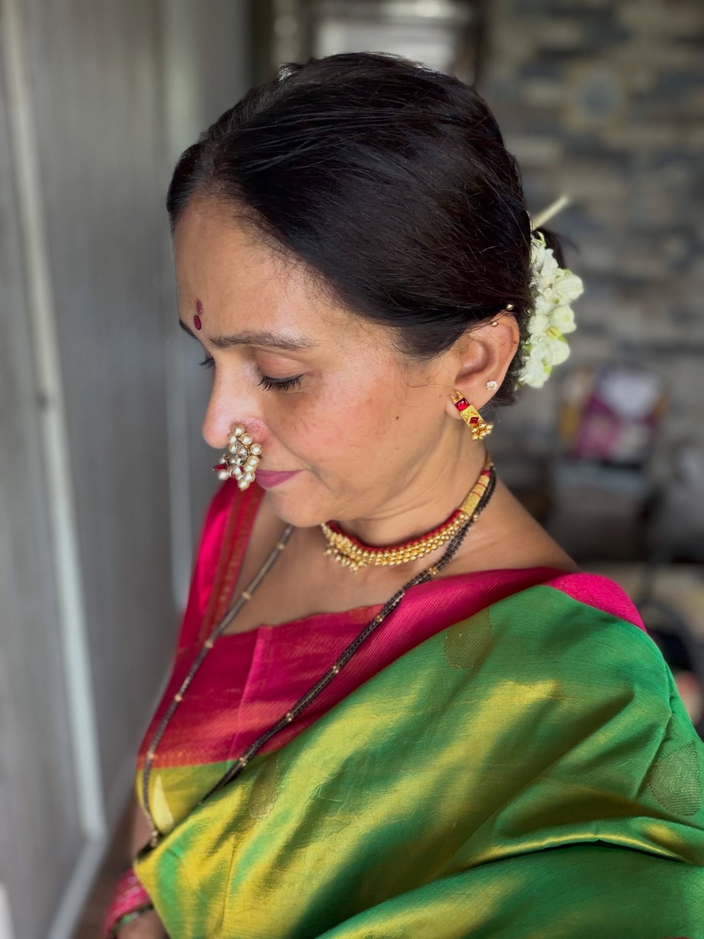 Aishwarya Narkar Satyanarayan Pooja Look