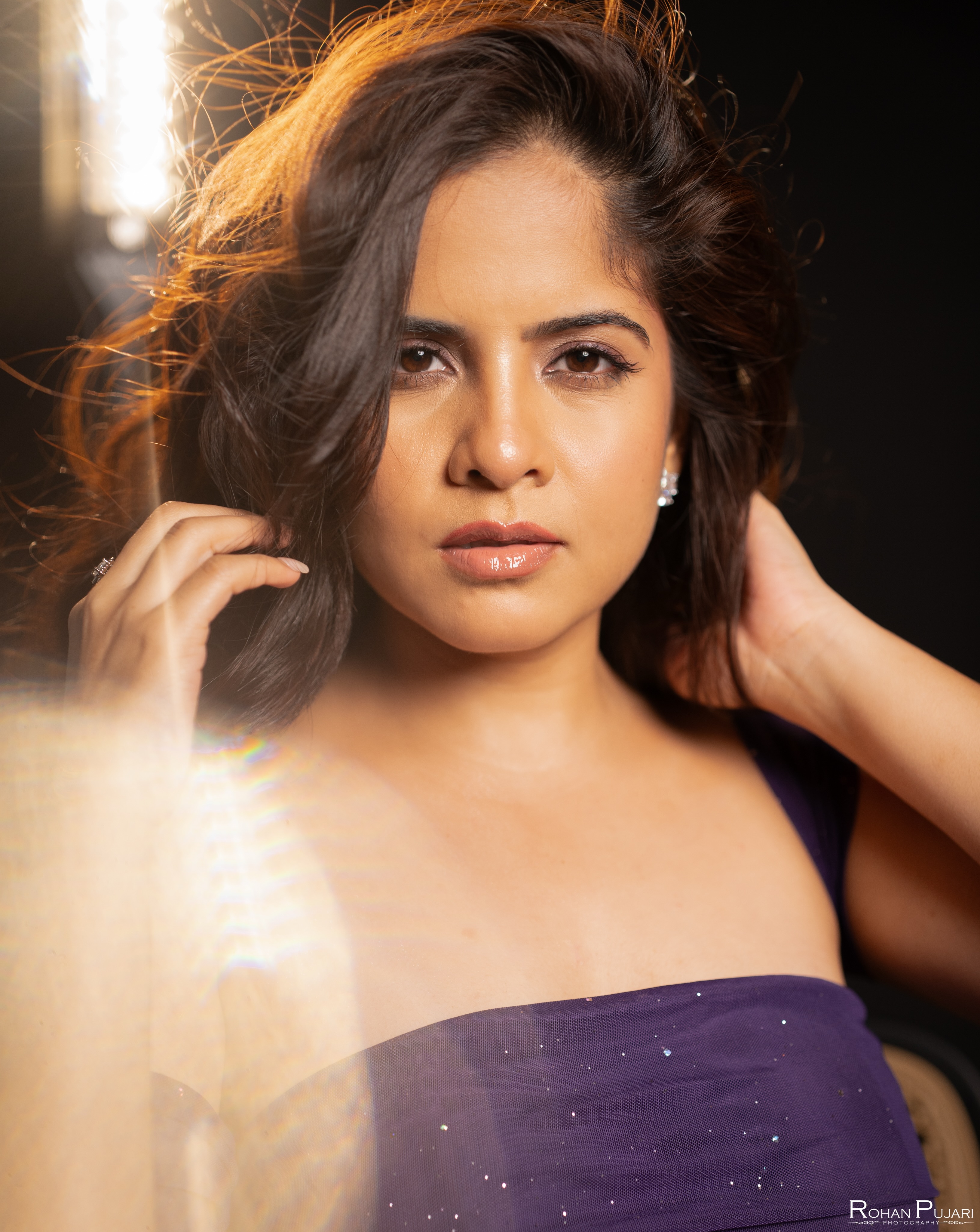 Amruta Deshmukh Purple Dress Glamorous Look