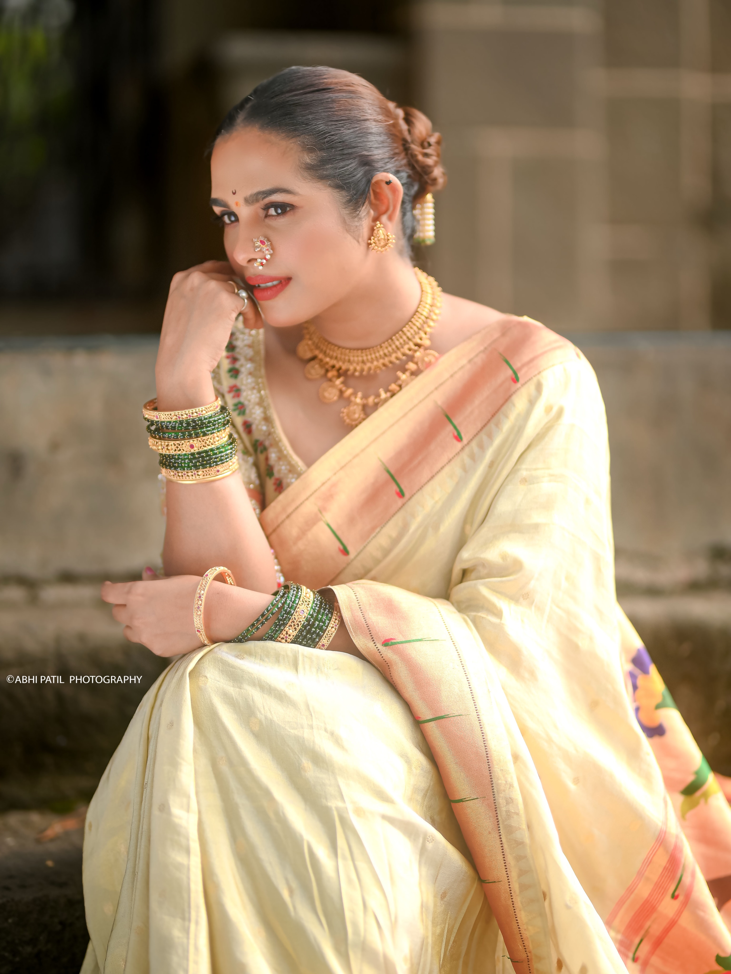 Amruta Dhongade Yellow Paithani Saree Look