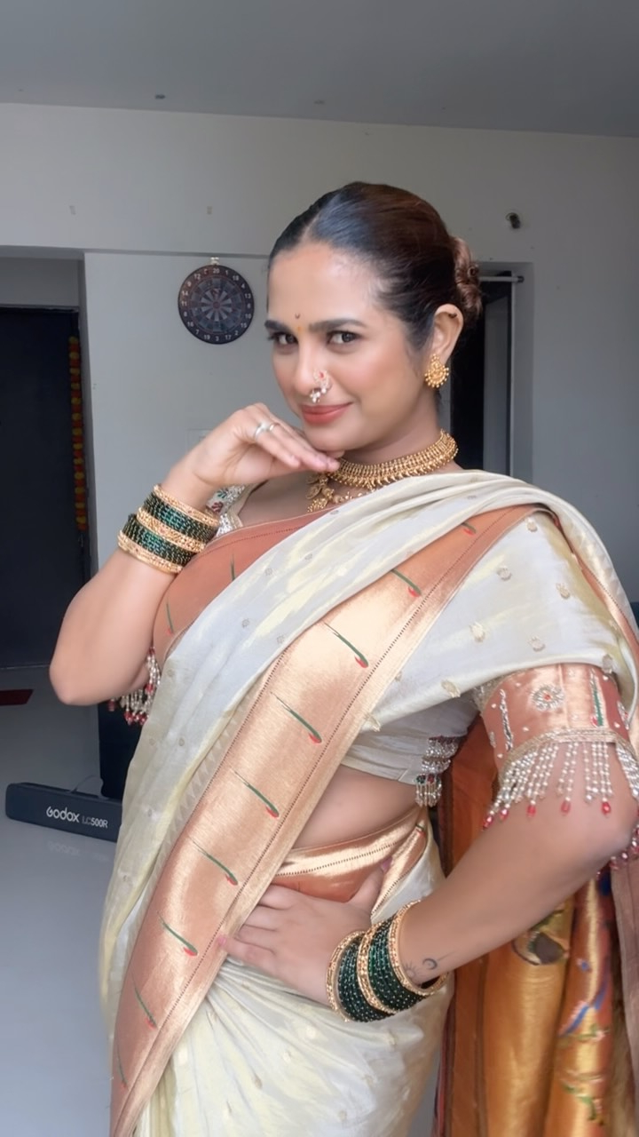 Amruta Dhongade Yellow Paithani Saree Look