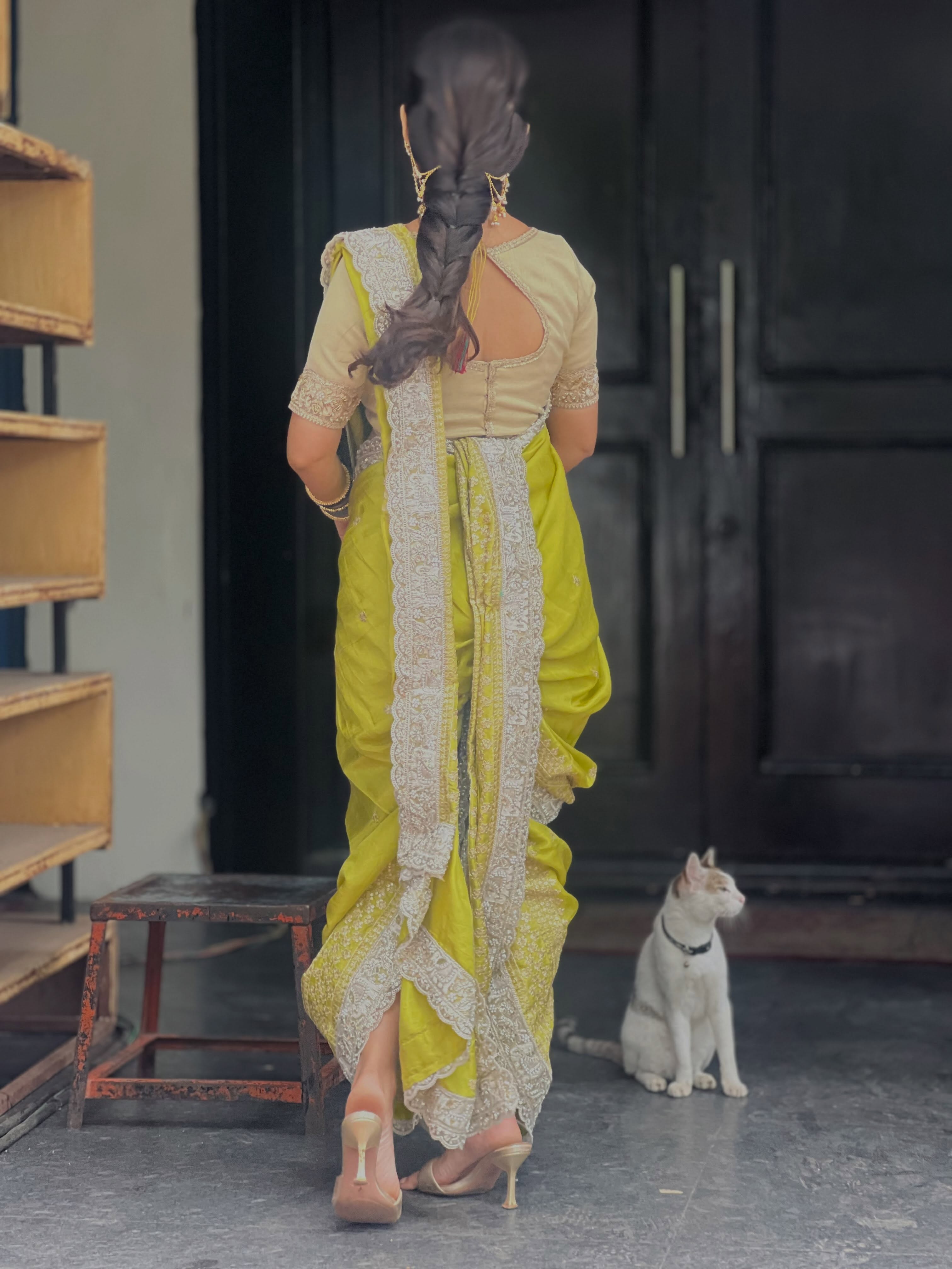Anushka Sarkate Green Nauvari Saree Look