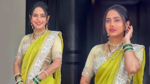 Anushka Sarkate Green Nauvari Saree Look