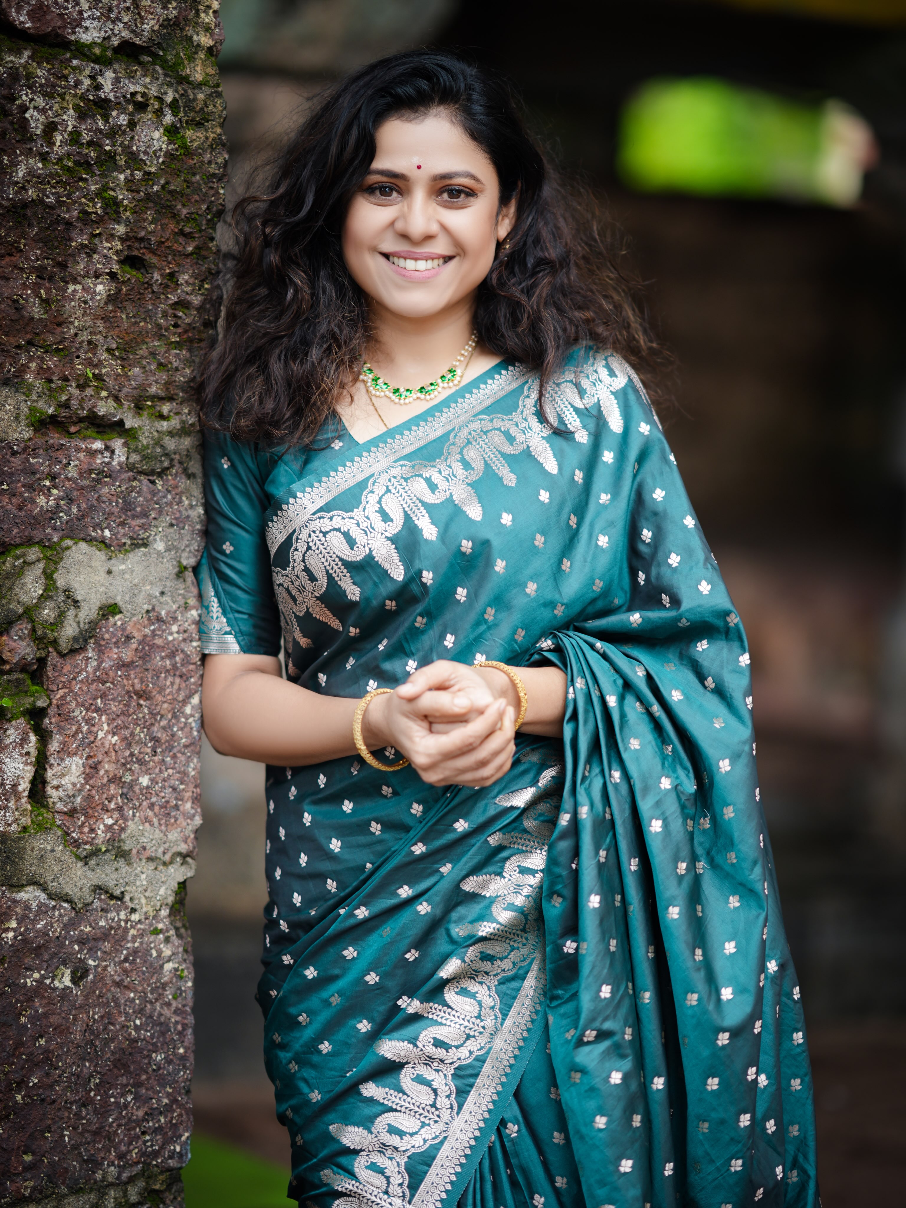 Ashvini Mahangade Green Nauvari Saree Look