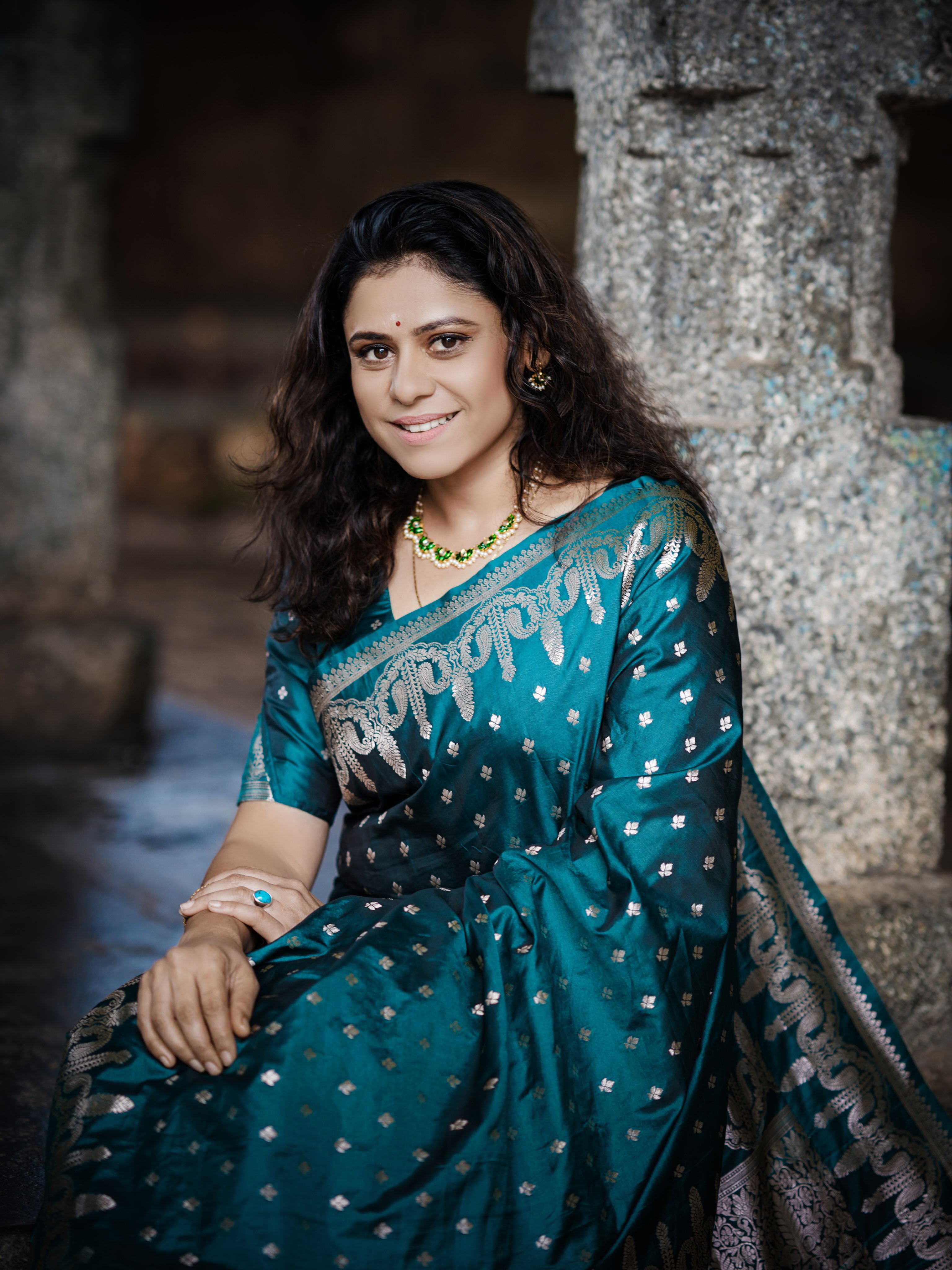 Ashvini Mahangade Green Nauvari Saree Look