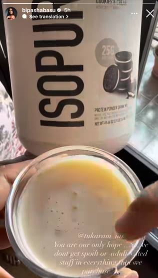 Actress Bipasha Basu showing worms in milk glass video tagging FDA Commissioner Tukaram Mundhe in Instagram story