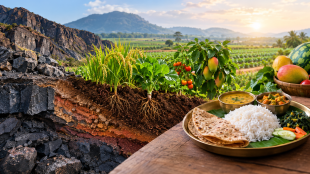 UNESCO GEOfood concept soil geology food relationship | GEOfood impact on crop nutrients and taste | युनेस्को जिओफूड संकल्पना आणि मातीचा भूगर्भशास्त्र संबंध | दख्खनची काळी माती खडक आणि शेती