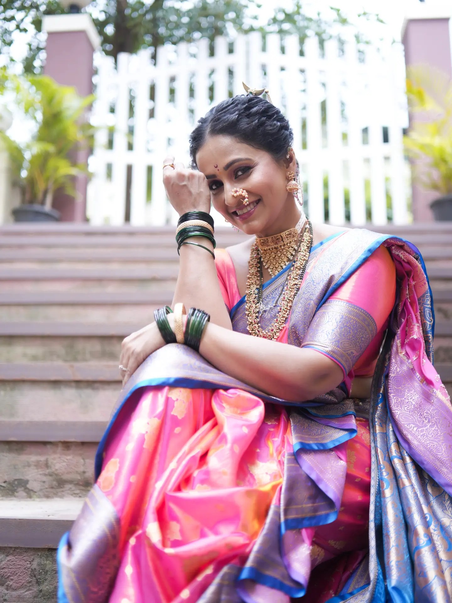 Dipti Ketkar Pink Nauvari Saree Look