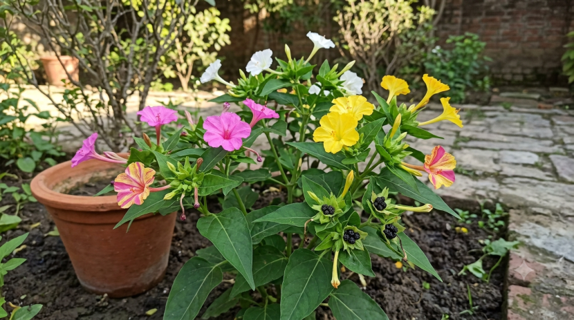 gulbakshi plant four oclock flower care | mirabilis jalapa gulbakshi benefits marathi | गुलबक्षी वनस्पती आणि विविधरंगी फुले | गुलबक्षी रोपाची लागवड आणि औषधी फायदे
