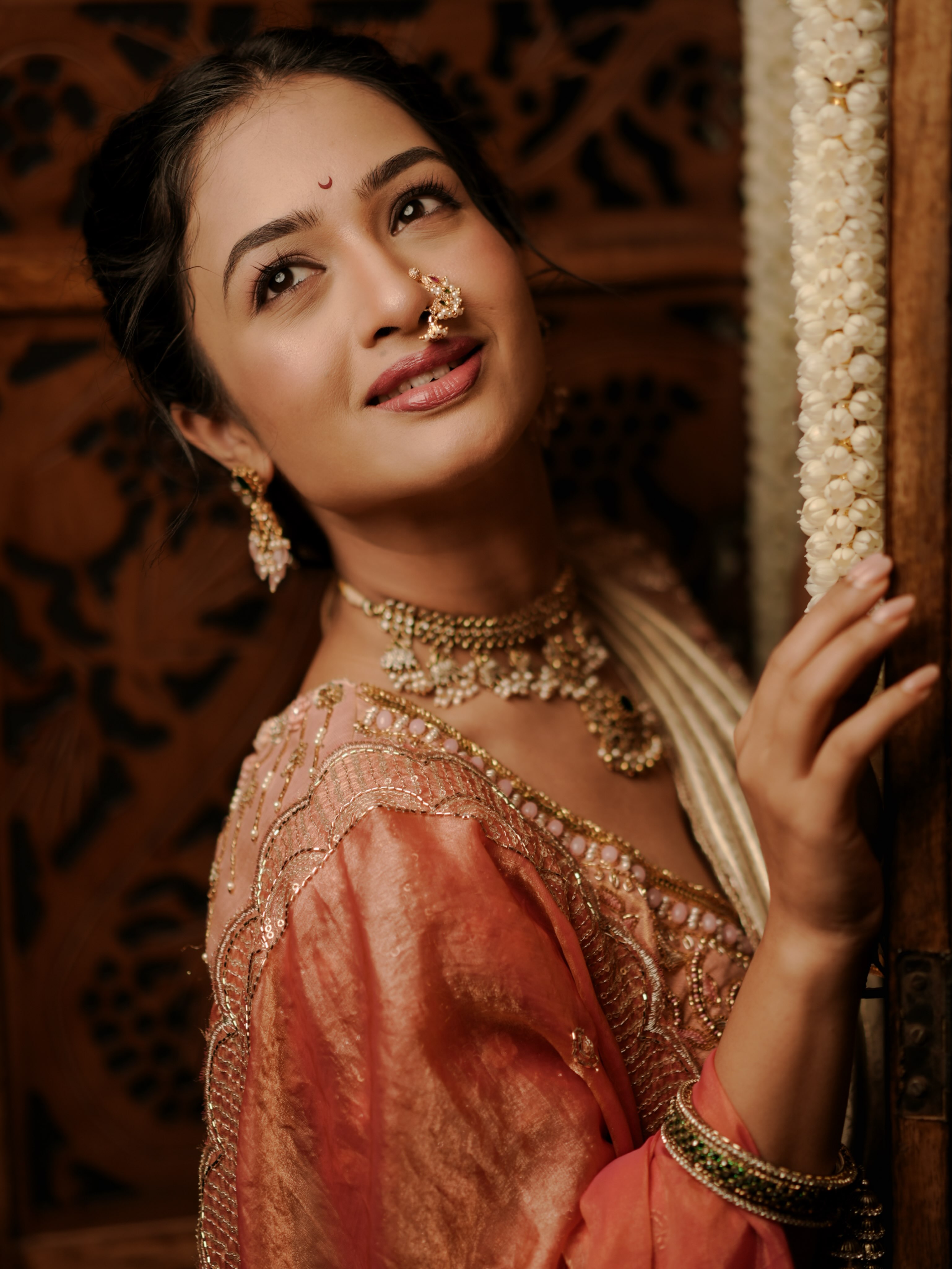 Girija Prabhu Golden Saree Look