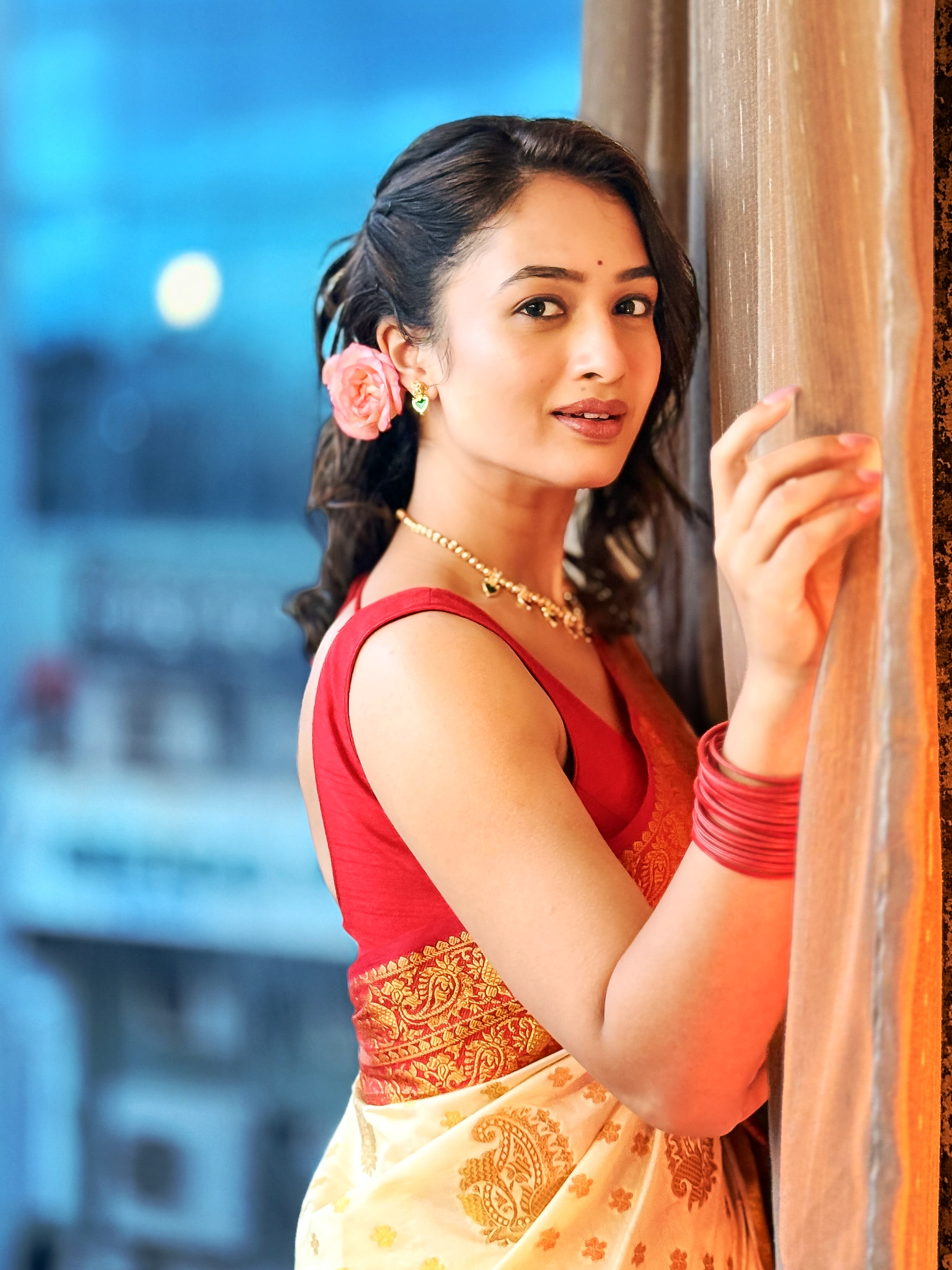 Girija Prabhu White Saree Look