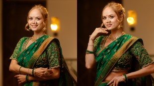 Irina Rudakova Green Nauvari Saree Look