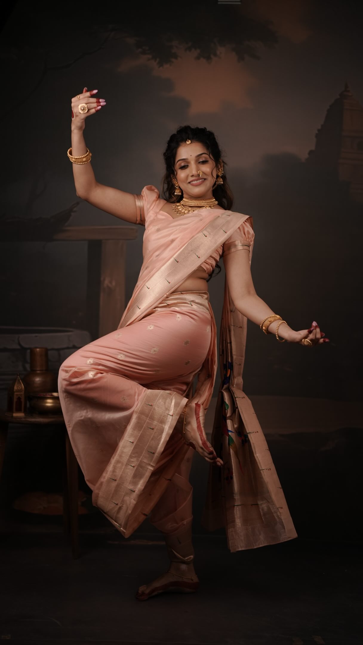 Jahnavi Killekar Pink Nauvari Saree Look