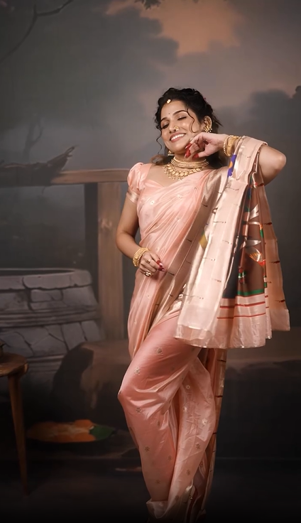 Jahnavi Killekar Pink Nauvari Saree Look