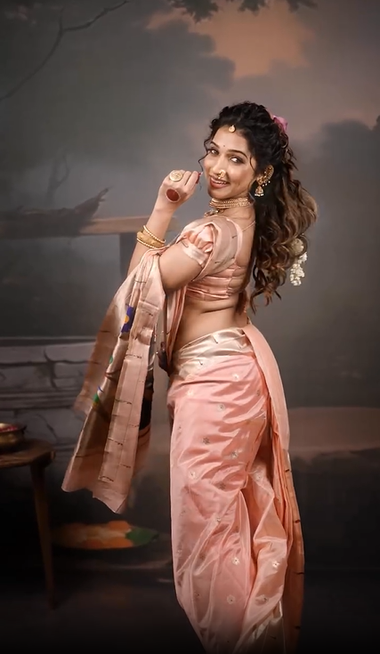 Jahnavi Killekar Pink Nauvari Saree Look