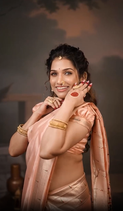 Jahnavi Killekar Pink Nauvari Saree Look