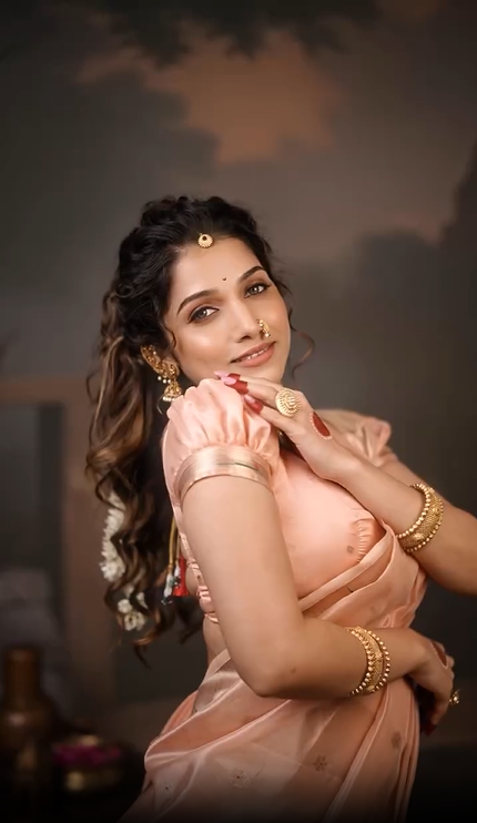 Jahnavi Killekar Pink Nauvari Saree Look