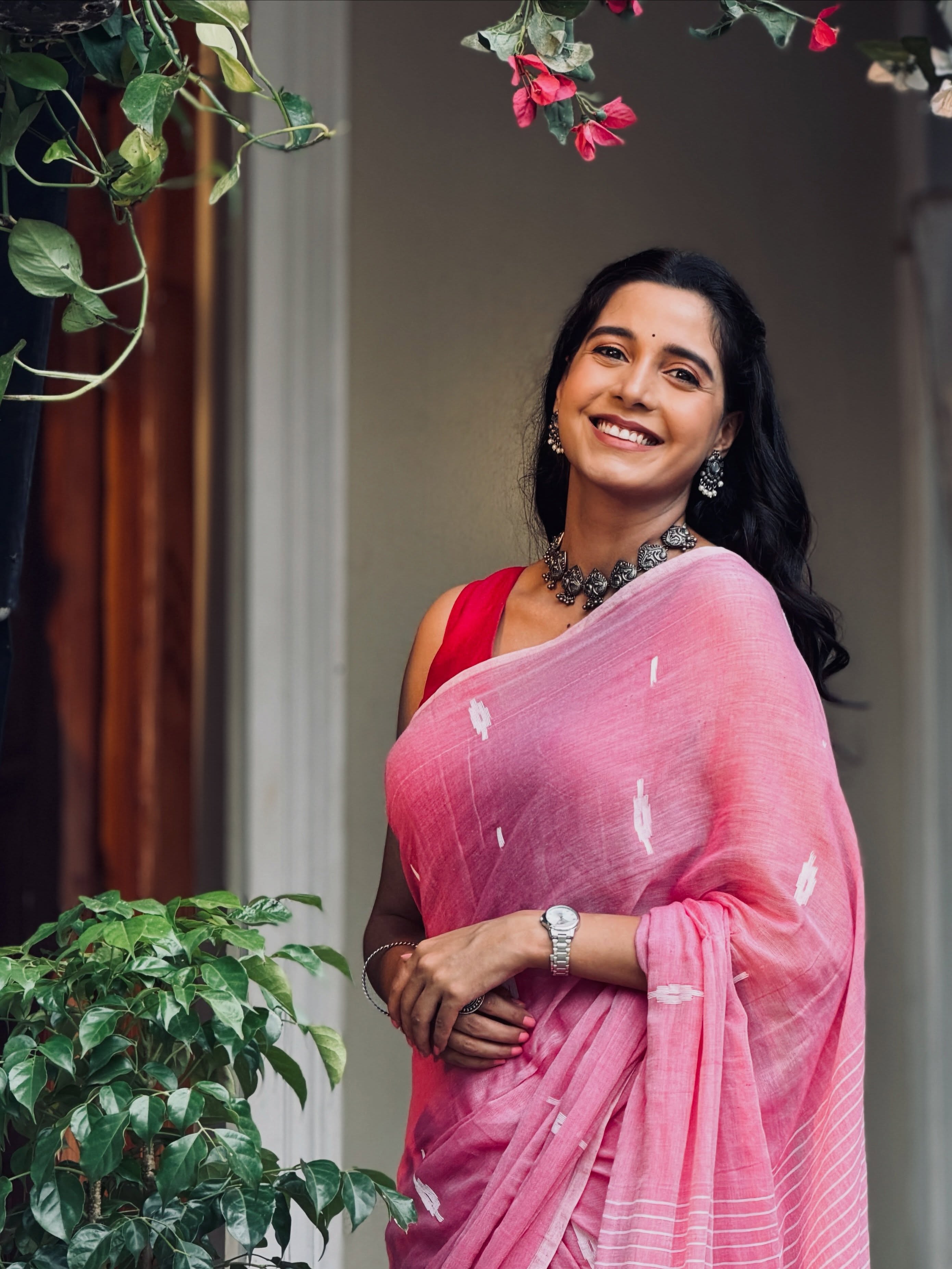 Jui Bhagwat Pink Saree Look