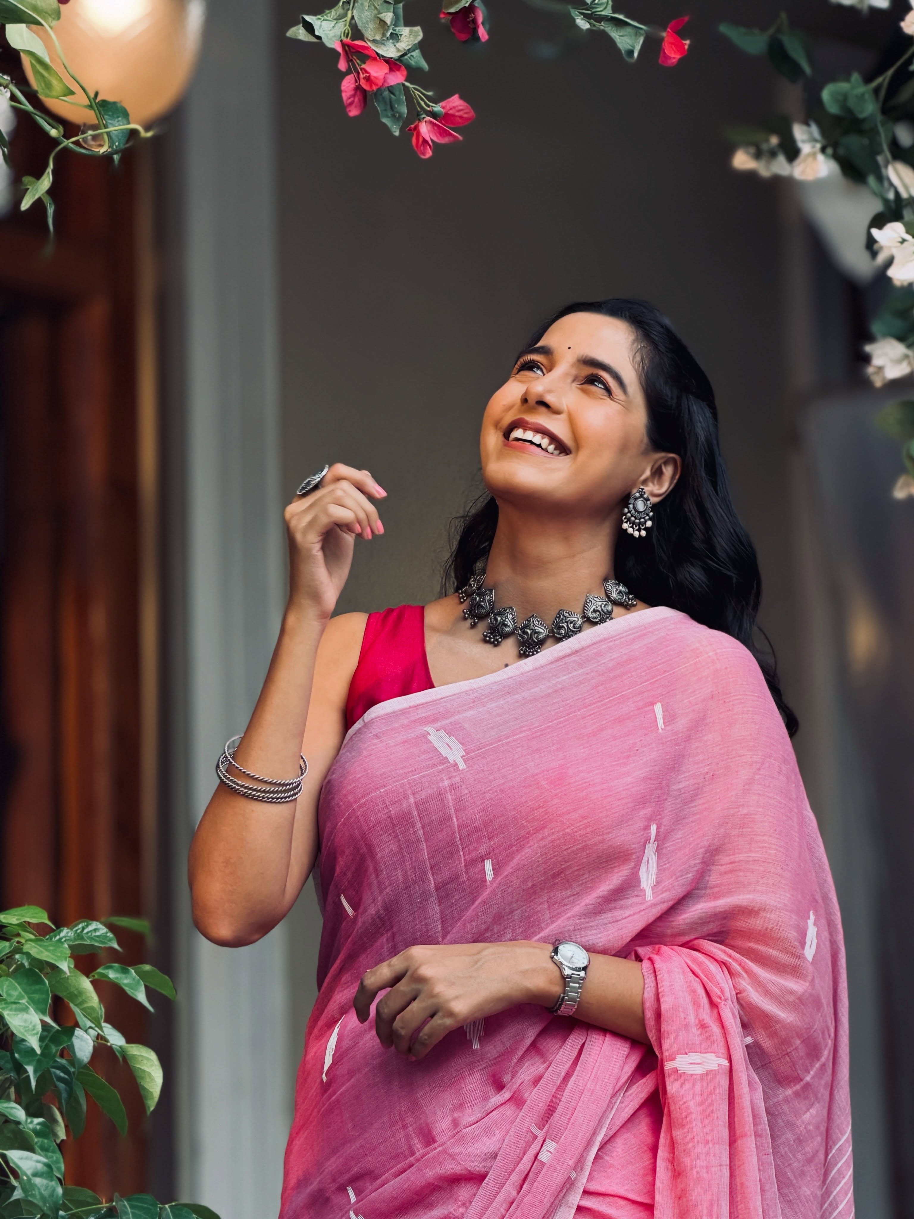 Jui Bhagwat Pink Saree Look
