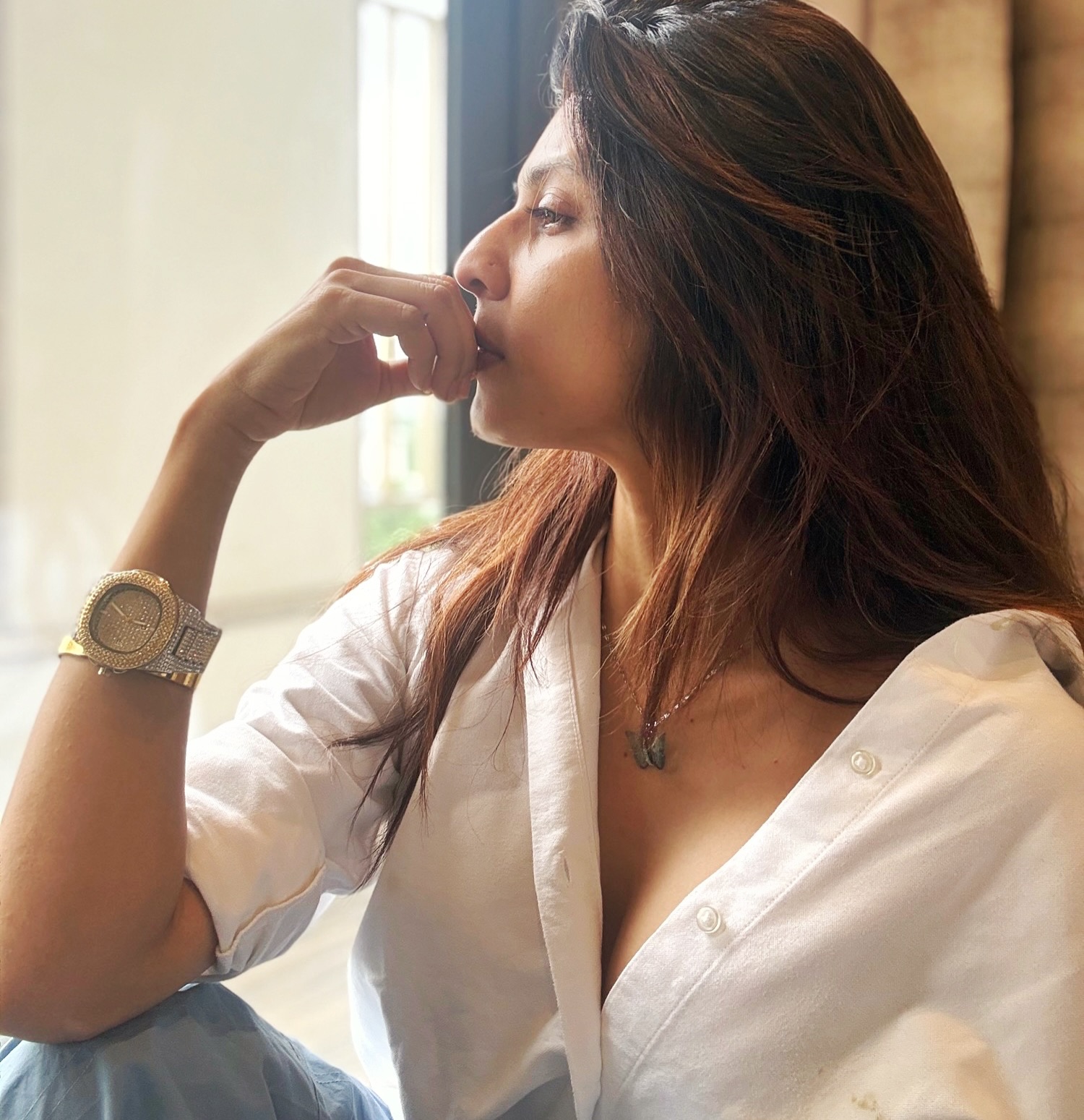 Maadhavi Nemkar White Shirt Pant Bold Look
