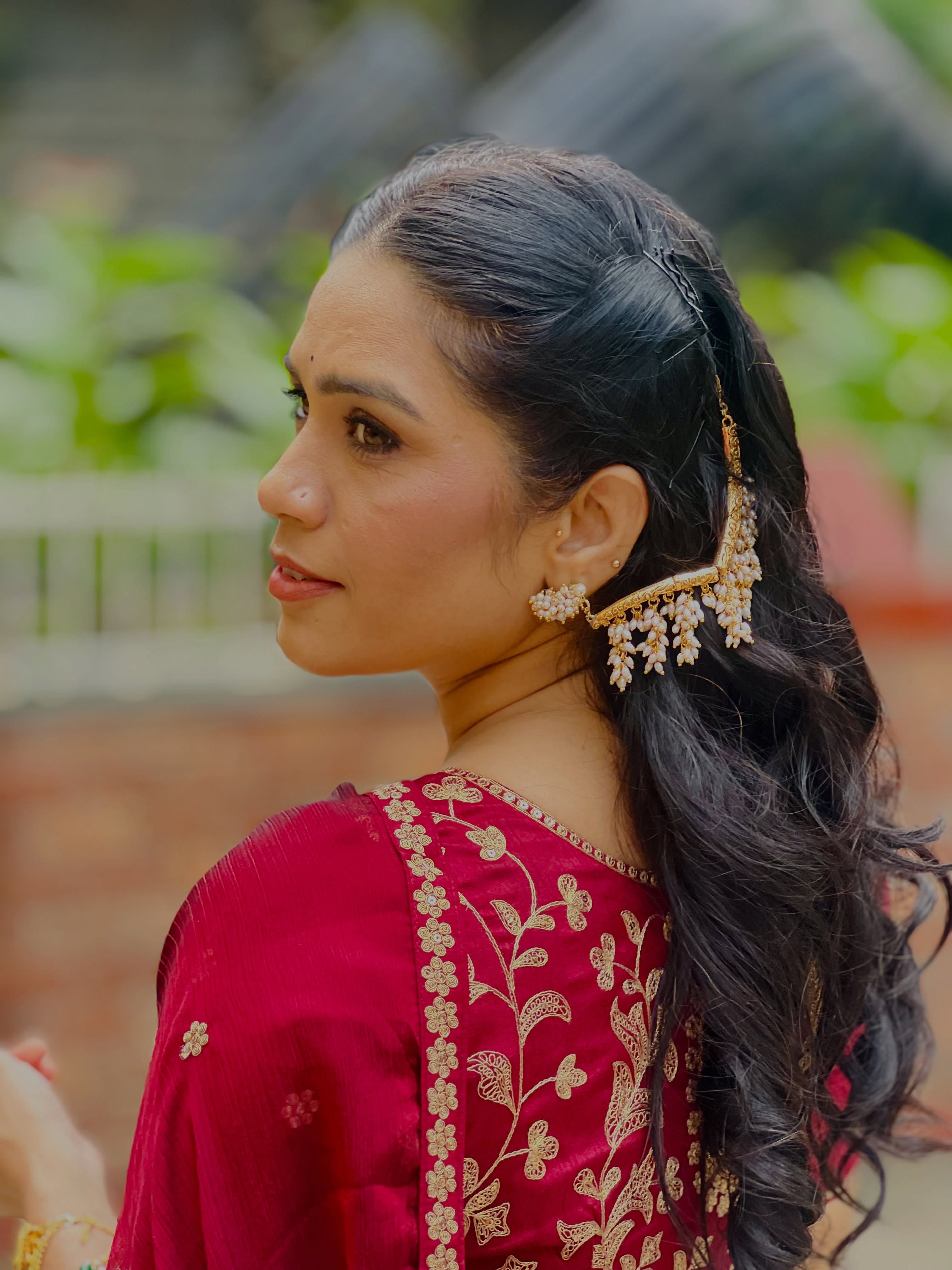 Meenakshi Rathod Maroon Deisgner Saree Look