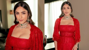 Mrunal Thakur Red Gown Look