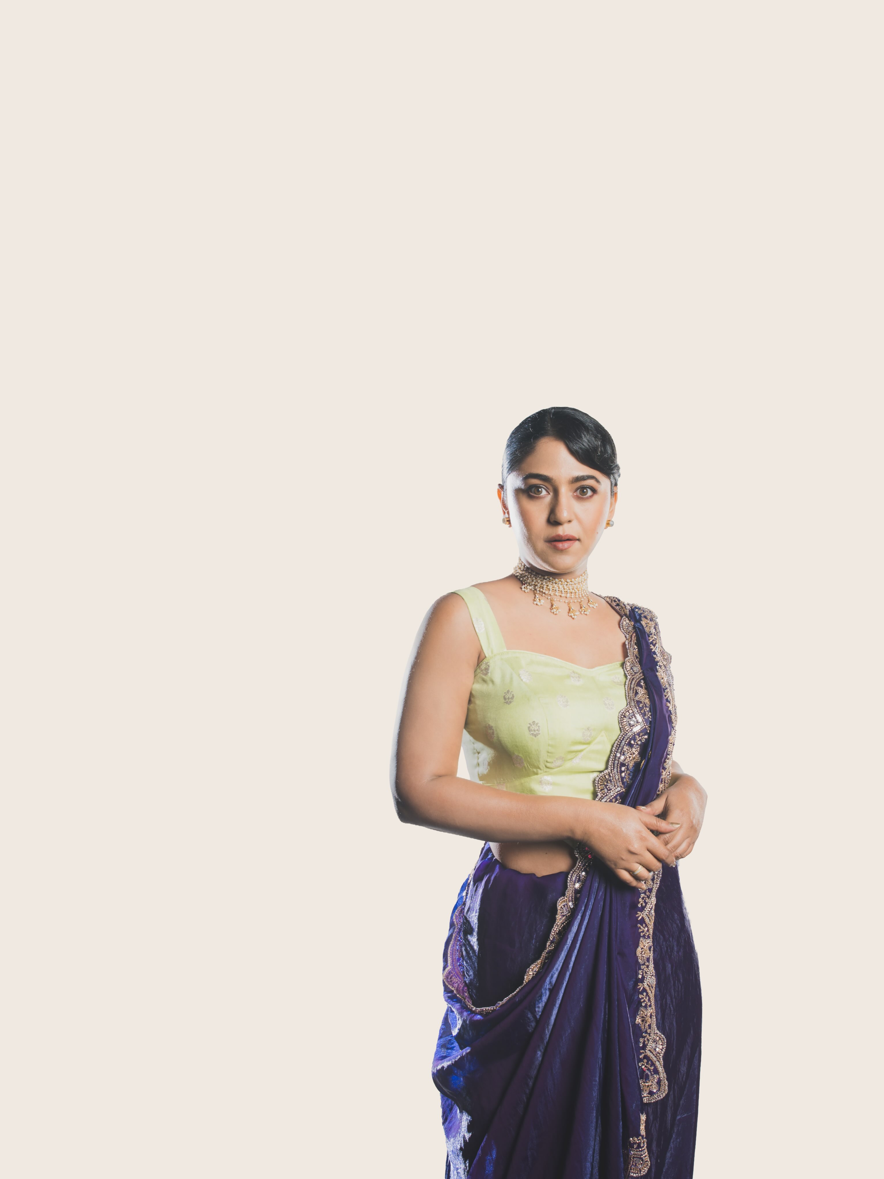 Mrunmayee Deshpande Rao Purple Saree Look
