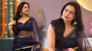 Prathana Behere navy blue saree look