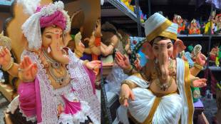 Vasai Virar Shahi Ganesh Idol Decoration | Feta Pagadi Diamond Work Ganesh Idol Vasai | Kalpesh Bhoir Sagar Patil Arya Patil Vasai Virar | Palghar District Ganeshotsav Preparation Vasai Virar