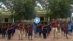 Teacher's energetic dance with students